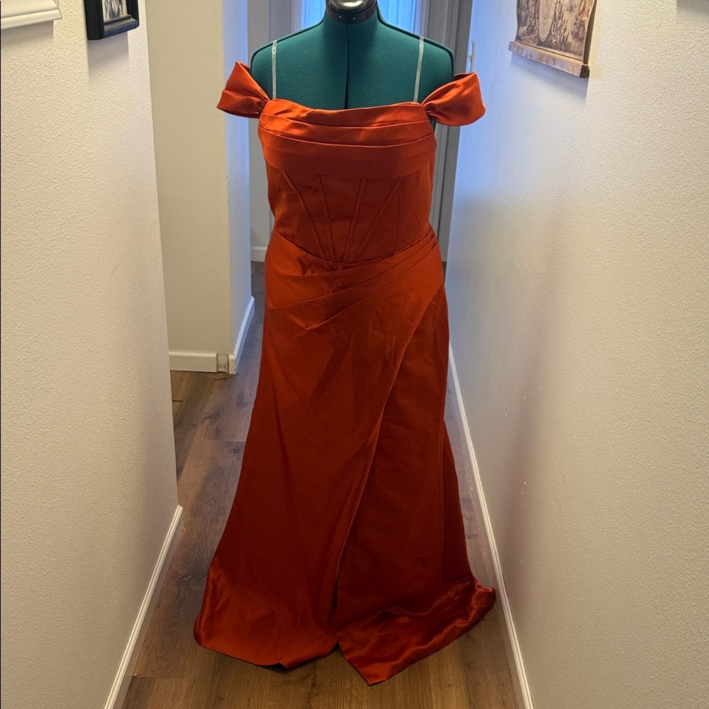 Elegant Off-Shoulder Orange Dress